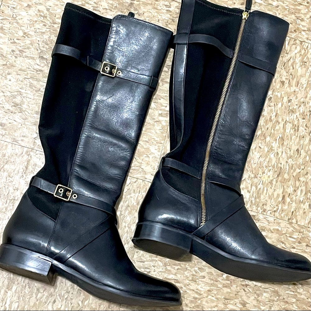 Cole Haan Knee High Leather Black Boots